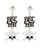 Ghost and skull dangle Halloween acrylic earrings