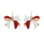 red and white bow dangle earring