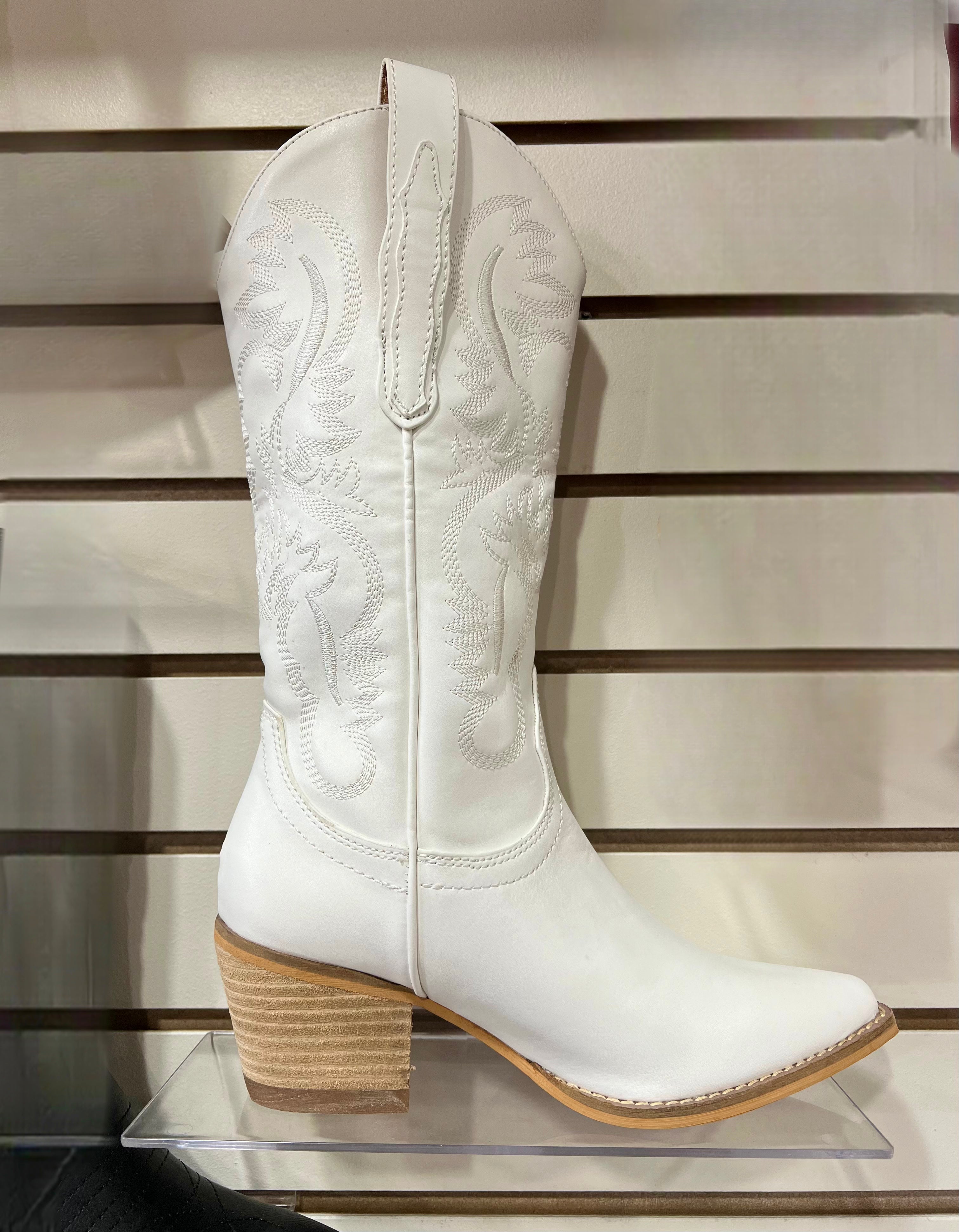 Hadie white calf high boots