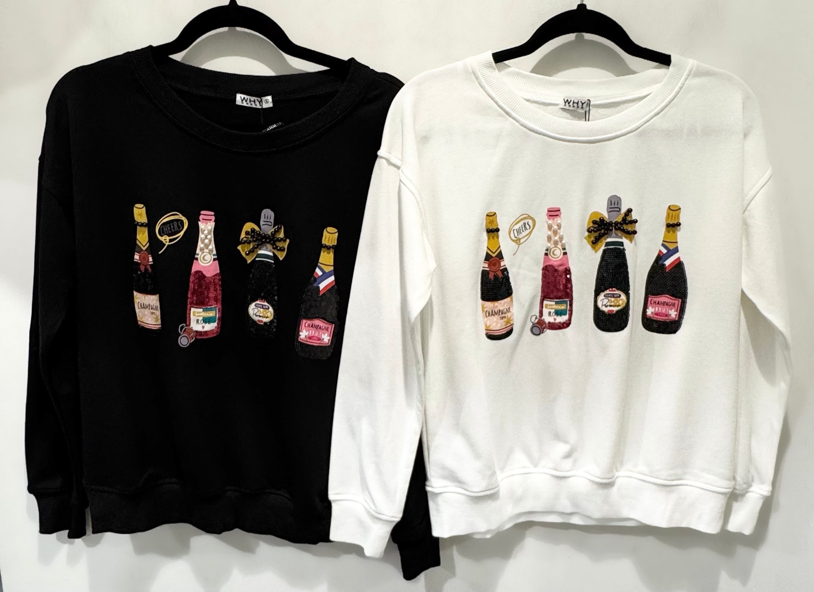 3D embellished bottles cheers sweatshirt
