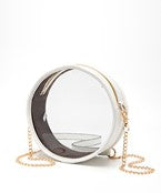 Round leather clear chain strap purse