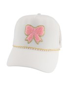 Bow trucker hat with 2 decorative chains