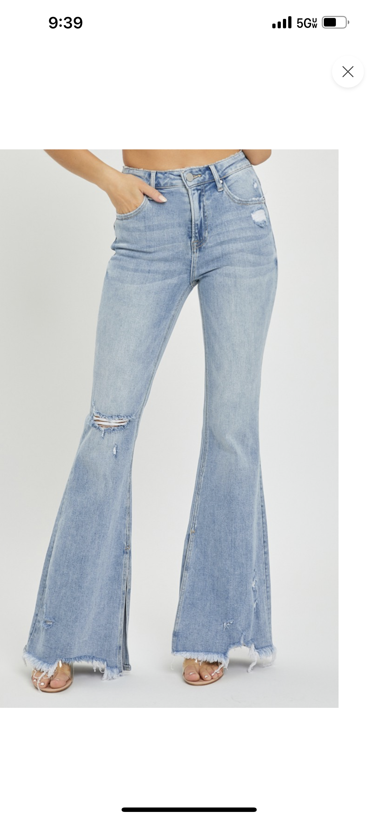 Risen High Rise slit flare jeans