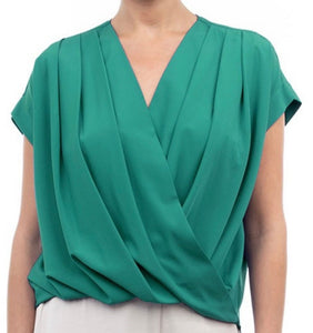 Surplice shoulder clasp blouse