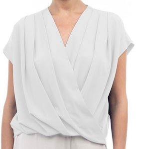 Surplice shoulder clasp blouse