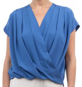 Surplice shoulder clasp blouse