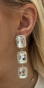 3 rectangle glam drop with lined rhinestones