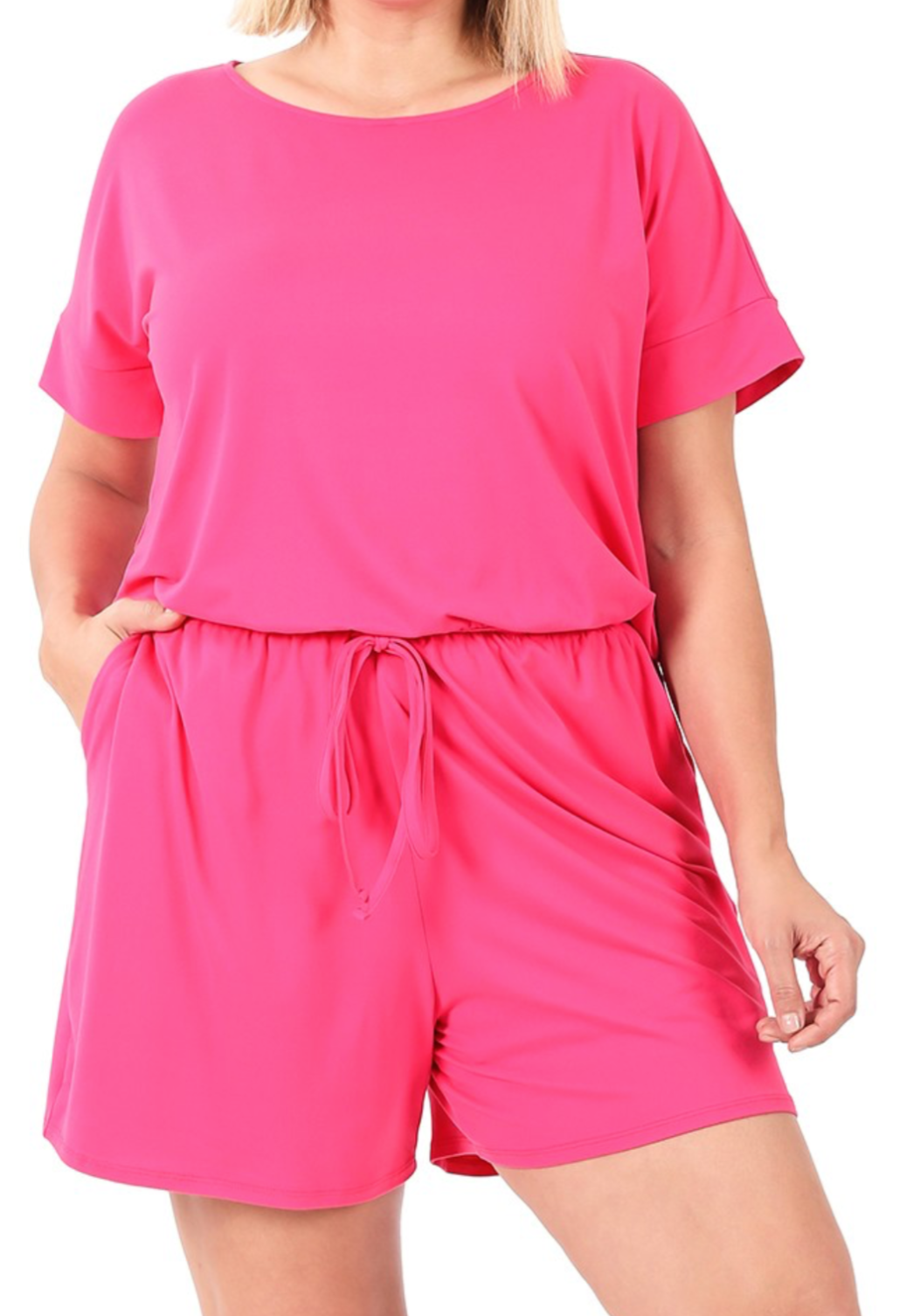 Plus soft short sleeve romper
