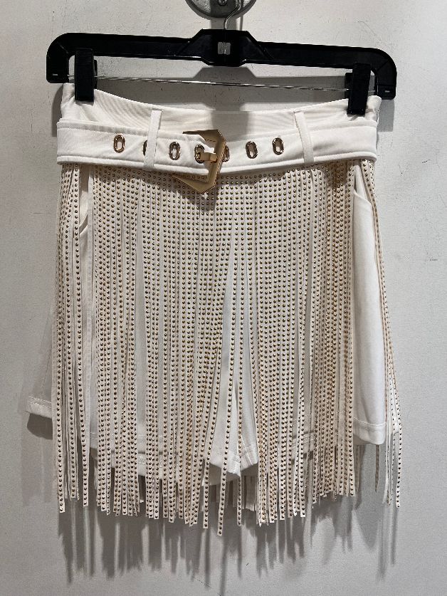 Long dotted strands over shorts