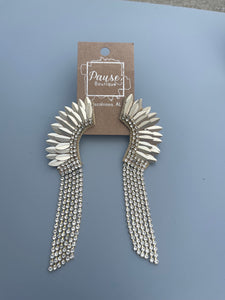 Angel wing spray with rhinestone tassels