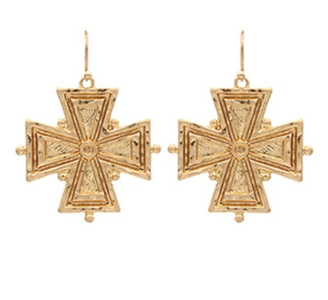 Textured Maltese Cross earrings