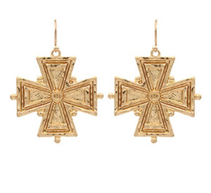 Textured Maltese Cross earrings