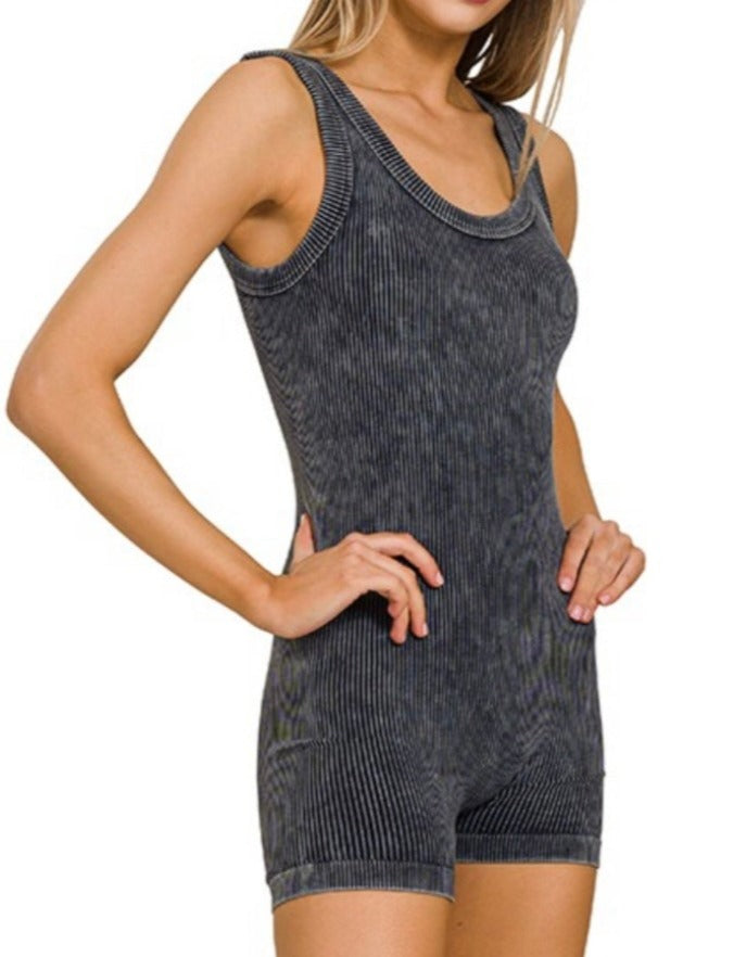 Ribbed Tank Top Biker Shorts Bodysuit