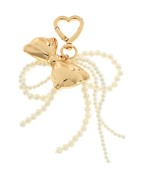 Gold bow with pearl ribbon bows keychain