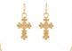 Gold cross detailed drop earrings