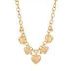 5 puffy hearts with bead ball between charm necklace