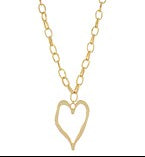 Outline heart pendant chain necklace