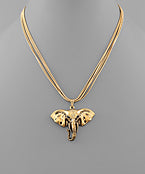 Elephant pendent multi strand necklace