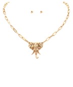 Elephant pendant paper clip chain necklace