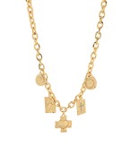 Heavy heart cross multi charm necklace