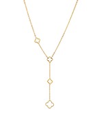 stainless steel 4 clover linear drop necklace