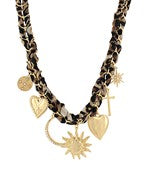 Leopard Scarf and chain big multi charm necklace