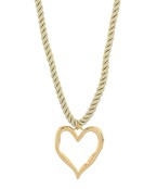 Rope twist necklace with big heart charm