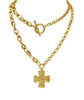 double chain hammered cross necklace