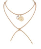 Layered Leather & Oval Charm Necklace