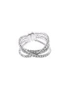 pave 3 row crossover adjustable ring