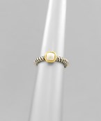 Rhodium twisted metal with small pearl ring