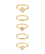 Pave and pearl clover multi ring set