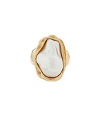 Stretchy bigger organic pearl adjustable ring