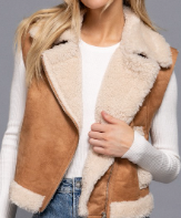 Suede and sherpa collar vest