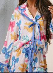 multi-color long sleeve bow Pjs