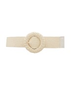 Wicker stretch belt with big circle buckle