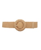 Wicker stretch belt with big circle buckle