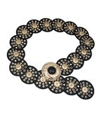 Studded disc faux leather belt