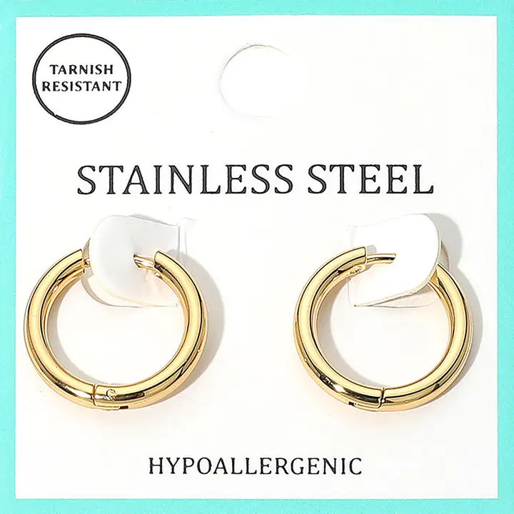 Stainless steel huggie hoop earrings
