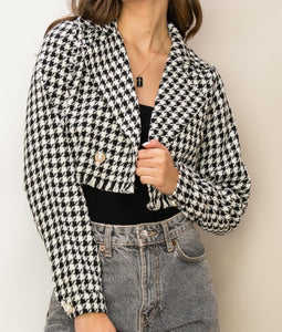 Houndstooth tweed cropped jacket