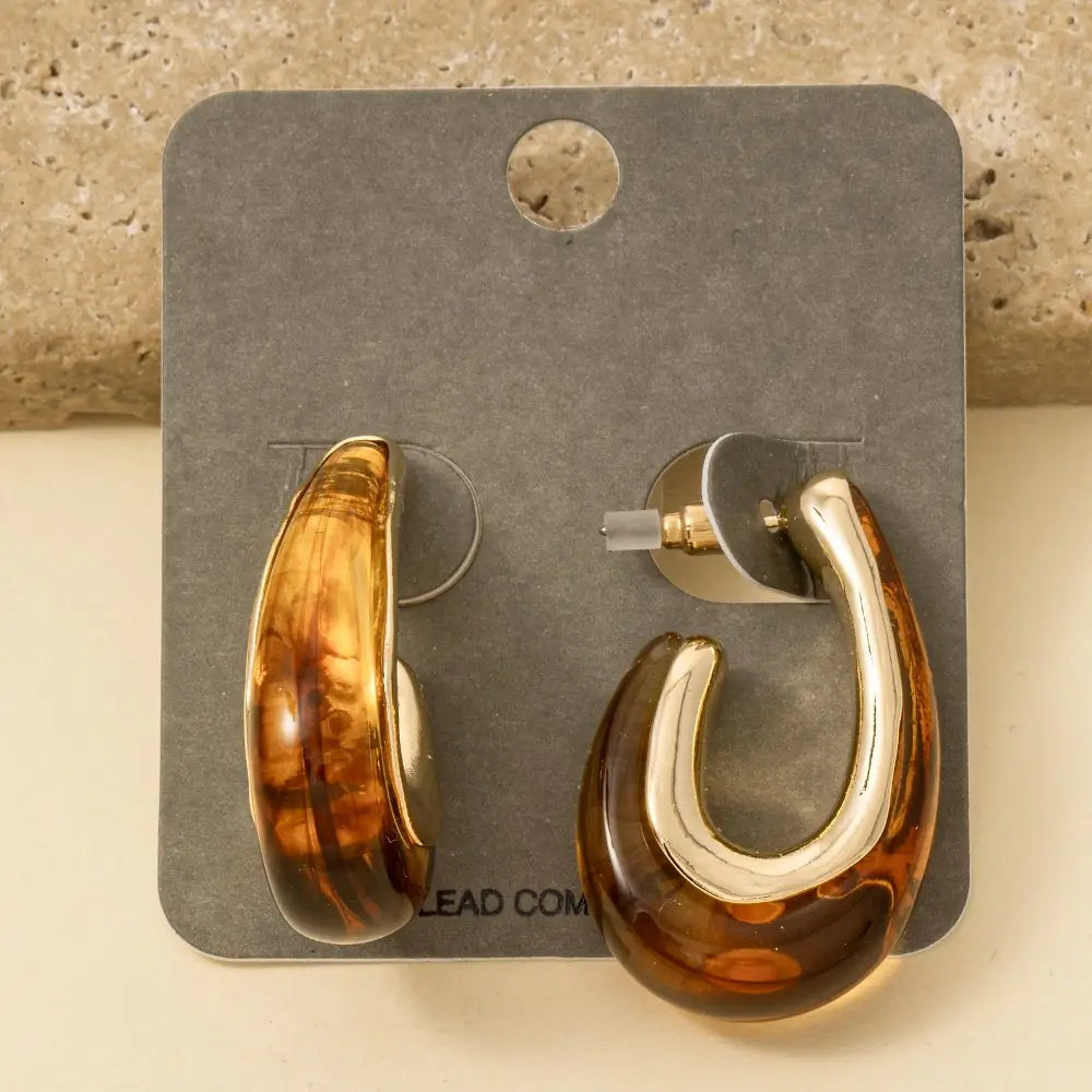 Amber tortoise drop studs