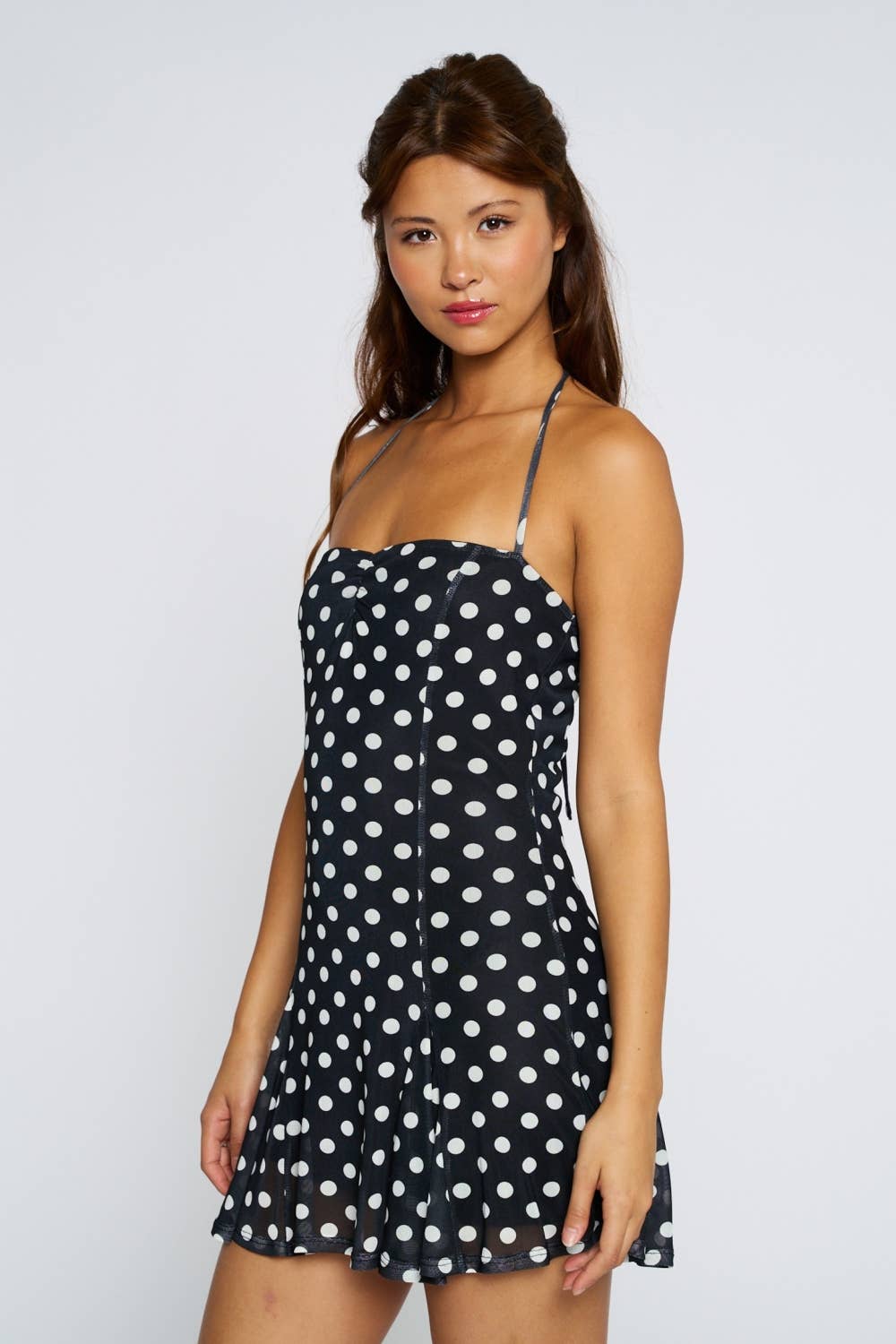 BD00884 Polka Dot Halter Dress