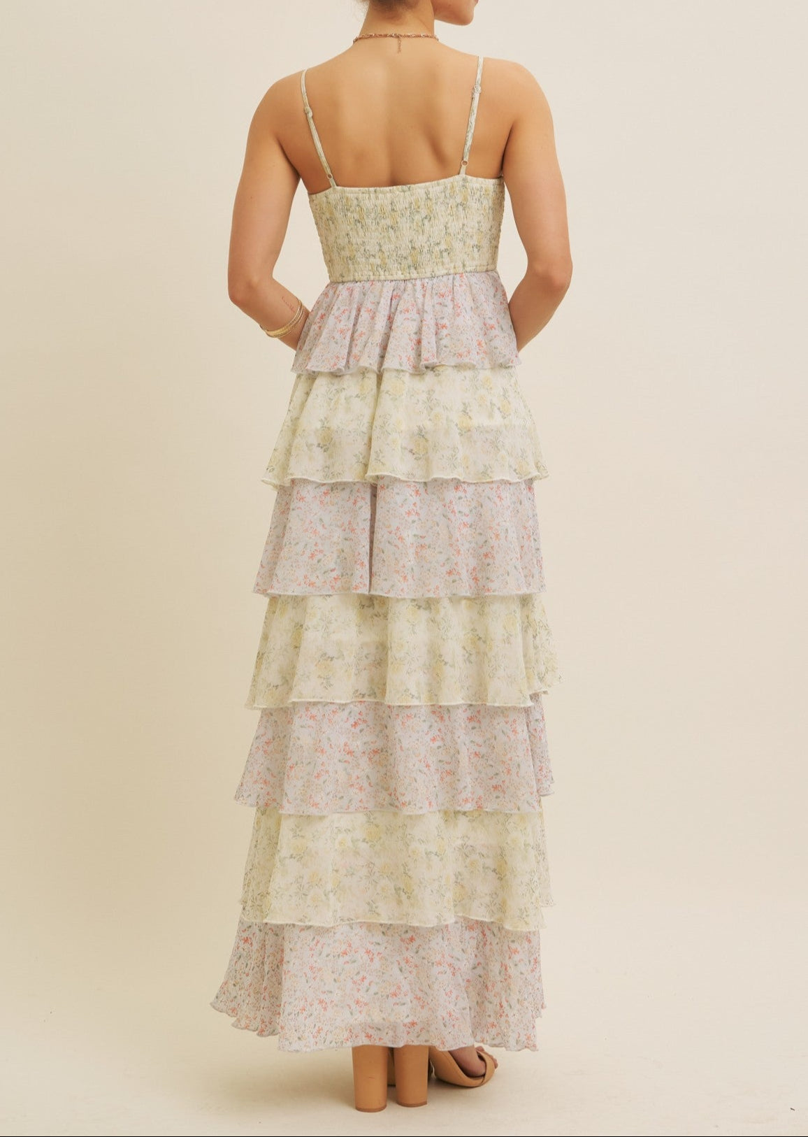 seven ruffle floral tiered maxi dress