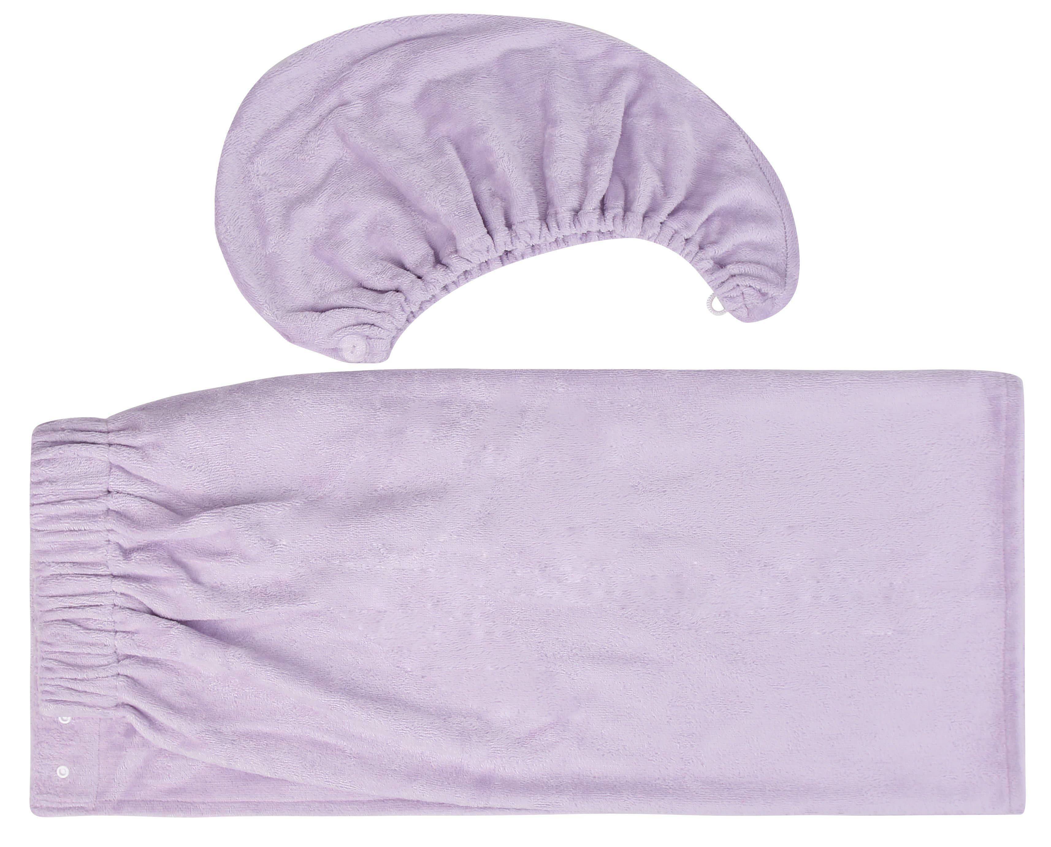 Extra Plush Bath Wrap + Hair Turban Set - Mulberry