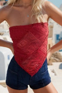 Lace bandana top with elastic back