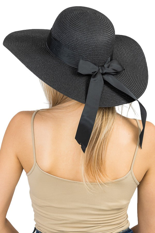 Wide floppy sunhat with bow