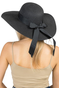 Wide floppy sunhat with bow