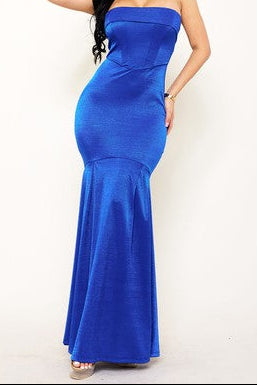 metallic satin tube top wired top with pleated hem maxi dress