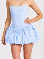 Strapless sweetheart neck drop v waist bubble hem