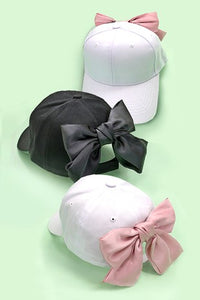 Baseball cap with big ribbon bow on the back